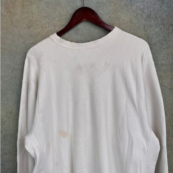 VTG 90s NC State College Sweatshirt Sz XXL White Red HeavyWeight Reverse Weave - Picture 7 of 9